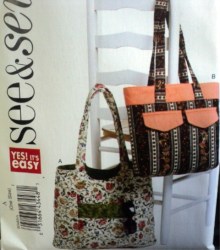 5483 BUTTERICK 2 ROOMY QUILTED OR NOT HANDLE POCKET TOTES PATTERN